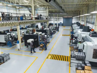 CNC machining area at Manufacturas Industriales